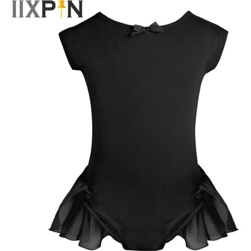 IIXPIN Kids Girls Ballet Leotards ballerina Cotton Chiffon Raglan Cap Sleeves Gymnastics Leotard Ballet Dance Wear Jumpsuit