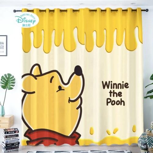 Disney Cartoon Winnie the Pooh Stitch Childrens Room Curtain Bedroom Window Blackout Curtain Studio Background Fabric Boy Girl