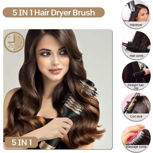 Hot Air Brush Anti-Scald Negative Ion Volumizer Hair Curler Straightener Household One Step Hair Dryer Brush Salon Hair Styler