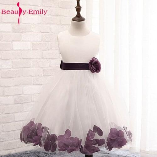 Beauty Emily Flower Petals Girls Party Dress Children Baby Wedding Party Flower Girl Dresses 2020 Prom Gown Princess