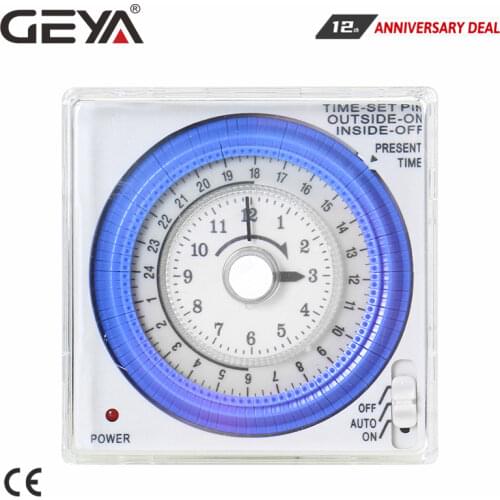 GEYA TB37 Mechanical Din Switch Timer 110V OR 220V 15 Minute Adjustable Timer Manual or Automatic Control