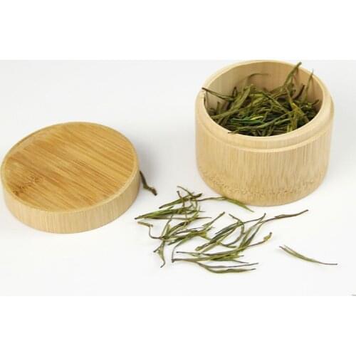 Mini Bamboo Tea Storage Box Tea Canister Boxes Tea Jar Handmade Organizer Spice Jar Easy to Carry During Travel Carry