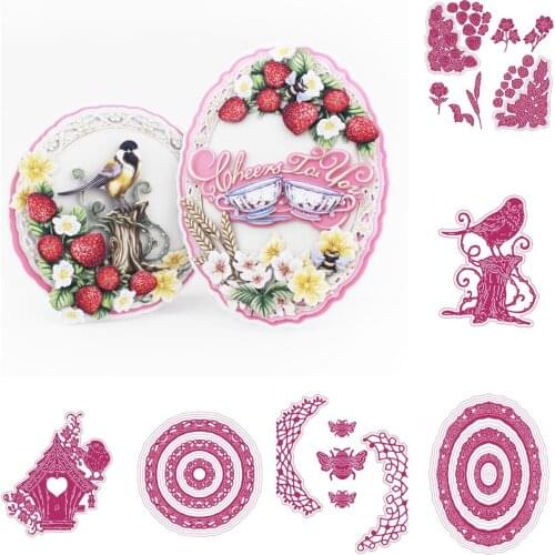 New Bird Rose Garden Bird Metal Cutting Dies Scrapbook Diary Decoration Stencil Embossing Template DIY Greeting Card Handmade