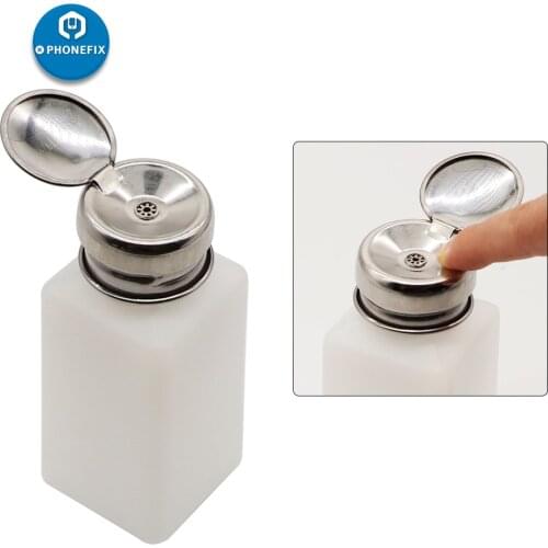 Plastic Bottle Alcohol Bottle 100ml/200ml/250ml Storage Cleaner Soldering Paste Flux Press Metal Cap for Phone Tablet PC Repair
