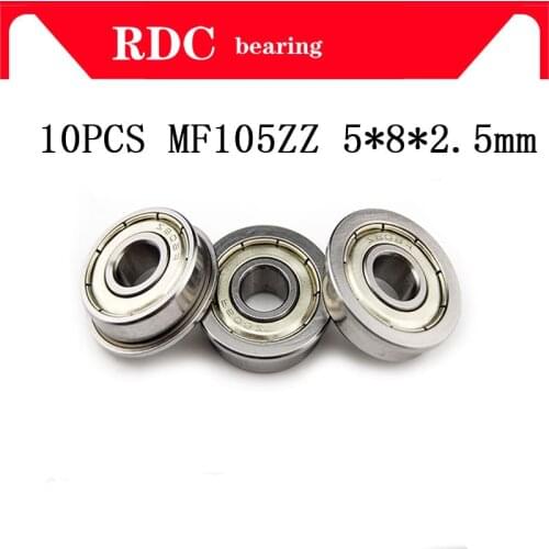 10pcs ABEC-5 MF105ZZ MF105Z MF105 ZZ LF1050ZZ High quality 5x10x4 mm Steel Metal Shielded Flanged Bearing Radial Ball Bearing