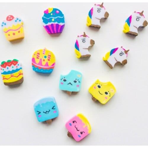 4pcs/Pack Kawaii Cake Unicorn Ice Cream Rubber Erasers Correction School Office Supply Student Stationery Kid Gift