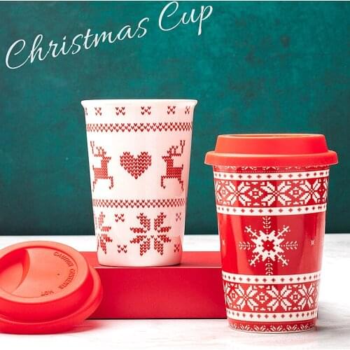 Creative Christmas Cup Hot Sale Lovely INS Cup with Cover 420ML Couples Coffe Cups Breakfast Cup Mug Water Cup Creative Cup