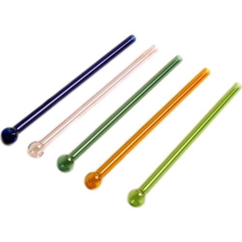 Handmade Colorful Glass Straw Round Head Wedding Party Straws ECO-friendly Household Glass Straight Pipet Tubularis