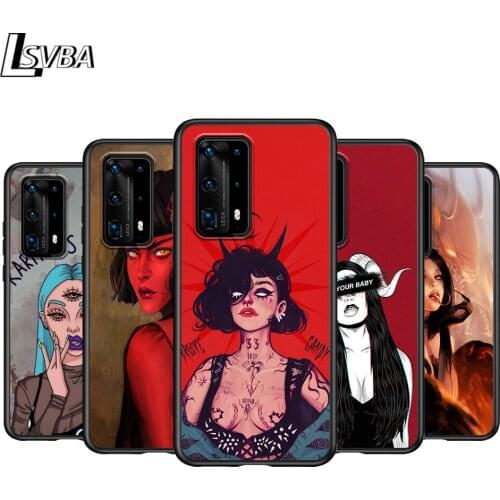 Sexy Devil Woman For Huawei P Smasrt 2018 2019 2020 2021 Smart S/Z Smart Plus Smart Pro Black Soft Cover Phone Case