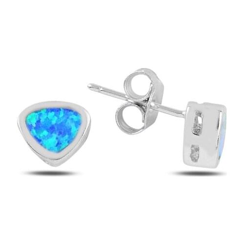 Silverlina Silver Asymmetric Triangle Opal Stone Earrings