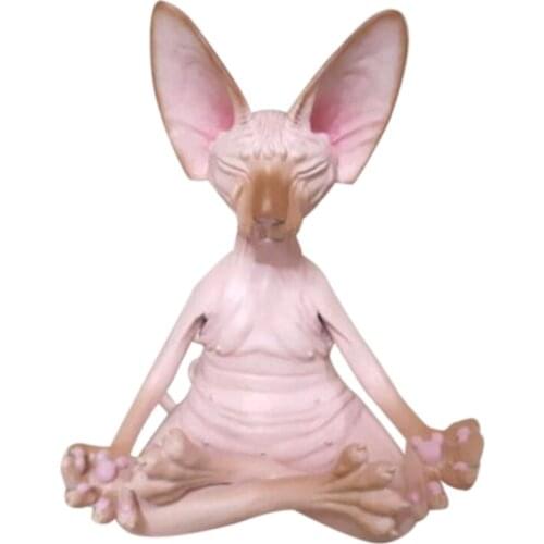 Sphynx Cat Meditation Buddha Statue Sculpture Decoration Creative Art Ornament Desktop Crafts Home Desk Craft Work