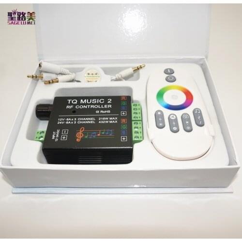 DC12-24V 18A RF Remote RGB led strip Music 2 Controller Intelligent Sonic Sensitivity Audio control for 3528 5050 5630 Led light