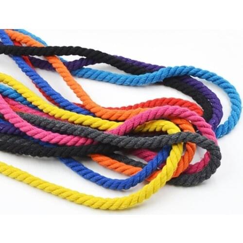 8mm Pure Cotton Rope Decorative Triple Twisted Drawstring Cotton Cord 15 colors Cotton Packaging Rope Cords Arts Crafts Sewing
