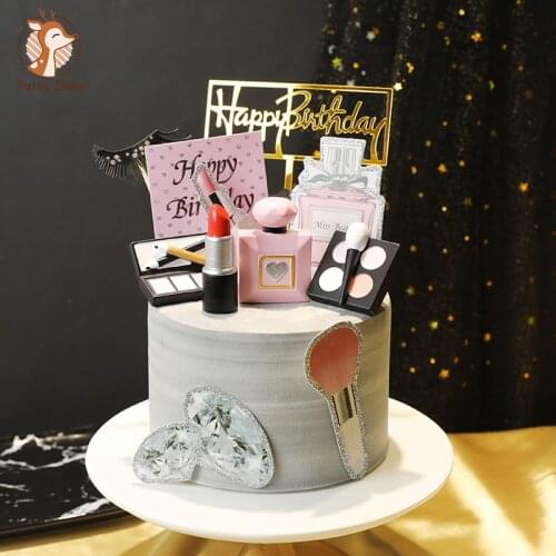Cake Decoration Perfume Lipstick Mom Ever Cosmetics Cake Topper for woman Lady Birthday Cupcake Dessert Decor Party Supplies