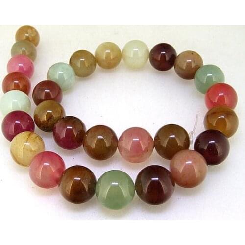 Unique Pearls jewellery Store Rare Charm Old Jade Round 14mm Rhinbow Jade One Strand LC3-215