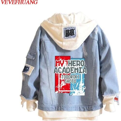 VEVEFHUANG Kосплей Anime Boku No My Hero Academia Midoriya Shoto Todoroki Cosplay Hoodies Costumes Denim Jacket Uniforms Warm