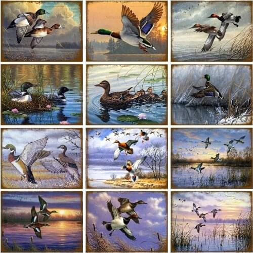 Vintage Animal Metal Tin Sign Duck Retro Iron Plaques Home Wall Decor Shabby Signs Metal Poster Art Wall House Iron Plates Decor