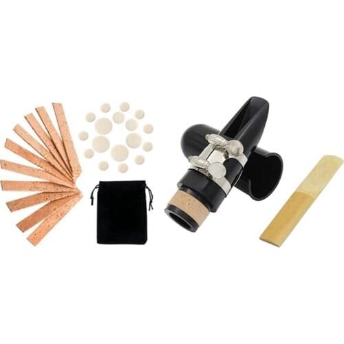 Quality 10 Neck Connection Cork and 17 Woodwind Instrument Pads & 1set Mouthpiece Kit, Includes Ligature+Clarinet Reed 2.5