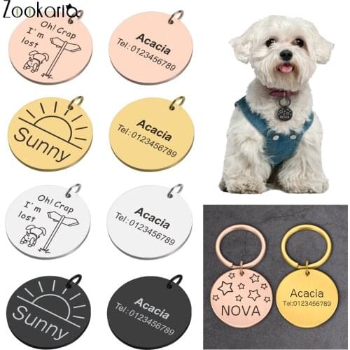 Funny Dog Collar Pet ID Tag Personalized Name Phone Address Pet ID Name for Cat Puppy Dog Tag Pendant Keyring Pet Accessories