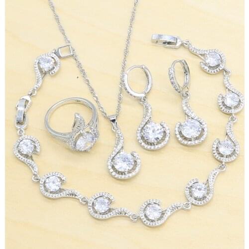 Wedding 925 Silver Jewelry Sets For Women Green White Semi-precious Stones Ring Earring Pendant Necklace Bracelet Christmas Gift