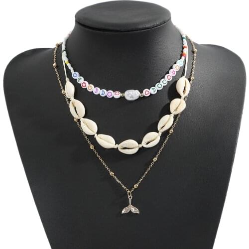 2021Custom Letter Shell Pendant Necklace for Women Choker Goth Aesthetic Boho Vintage Fashion Summer Jewelry