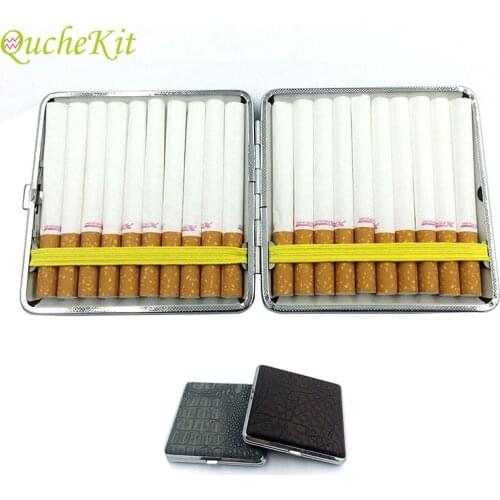 1pcs Cigar Cigarette Case 20 Cigarette Capacity Portable Case Holder Box Metal Leather Storage Box Multiple Patterns Available