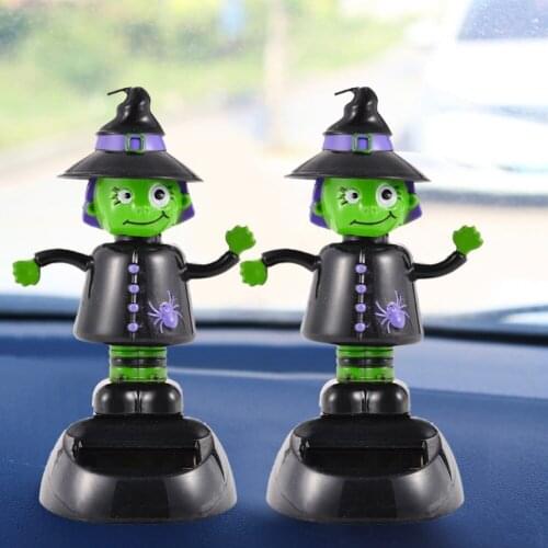 1 Pcs Halloween Solar Creative Shaking Head Doll Car Decoration Cartoon Gift Absorb Sunlight And Swing Automatically