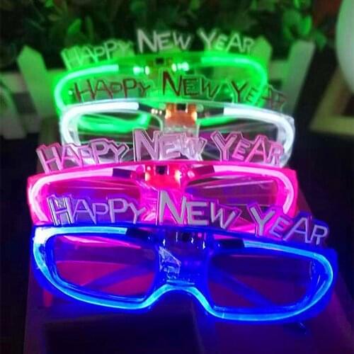 1pcs Happy New Year LED Flashing Glasses Glowing Eye Glasses Light Up Kids Toys Glow Party Decoration Supplies Christmas