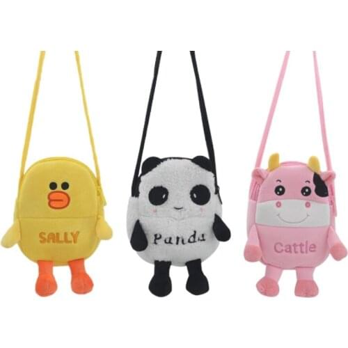 10Pcs/Lot cartoon plush panda kindergarten backpack student coin purse cute female diagonal bag children carrying shoulder bag