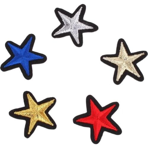 10pcs/lot Multicolor Star Patch Iron On Clothes Stickers DIY Garment Accessories Repair Jeans bags Appliques Sewing Stards Badge