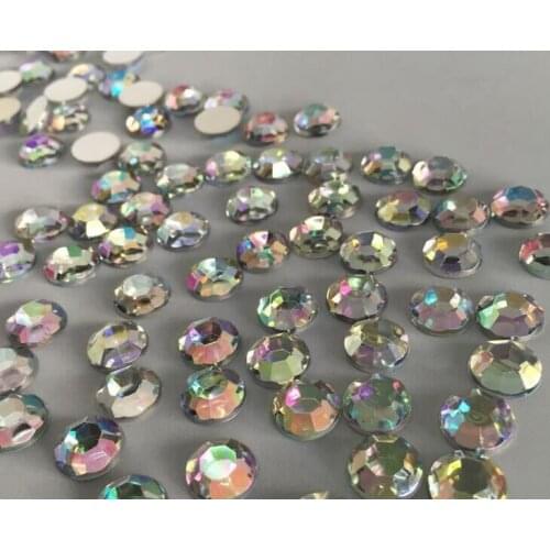 1000 pcs/ lot Top quality 10mm AB color flatback Acrylic Loose Rhinestone gem for Cloth shoe DIY decoration accessary