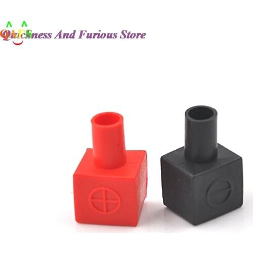2PCS Universal Red and Black Square Motorcycle Battery Terminals Rubber Covers 13x 4mm