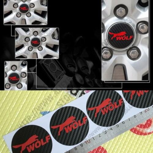 3 Sets 3D Carbon Fiber vinyl WOLF LOGO personality Wheel hub Car Stickers Car Styling For Ford Focus car accessories