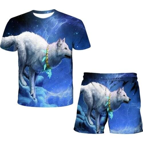 3d Printing Wolf Pattern Men Clothing Set Pattern Mens Clothing Casual Fashion Beach Suit Two Piece Set Summer XS-6XL