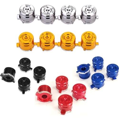 4pieces Aluminum Metal Bullet Buttons Thumb Stick Caps Replacement for Sony Playstation Dualshock 3 4 PS3 PS4 Gamepad Controller