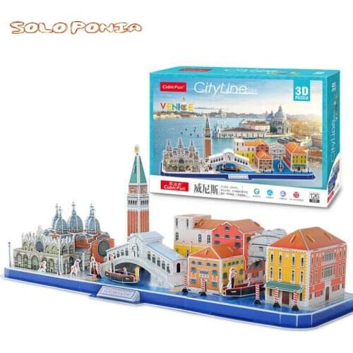 40cm City Line Building Model 3D Three-dimensional Paper Puzzle Venice Children Educational DIY Assembled Model Jigsaw Boy Gift