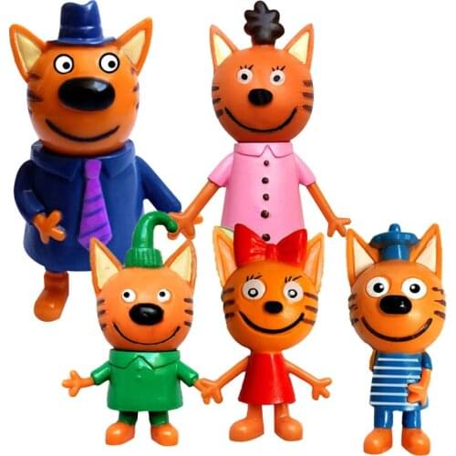 5 Pcs Russian Anime Kitten Doll Cartoon Toys Russian Cat Statue Children Christmas Toys Plastic