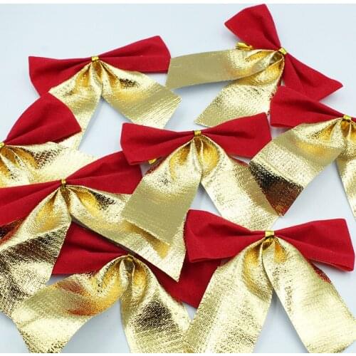 10pcs Christmas Bows Hanging Decorations Gold Red Bowknot Christmas Tree Ornaments New Year 2020 For Home Gift Kids