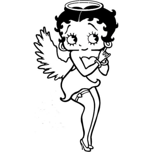 7.7*13.7CM Sexy Smart Smile Girl Angel Cool Design Car Sticker Vinyl Decal Black/Silver Covering The Body C20-1566