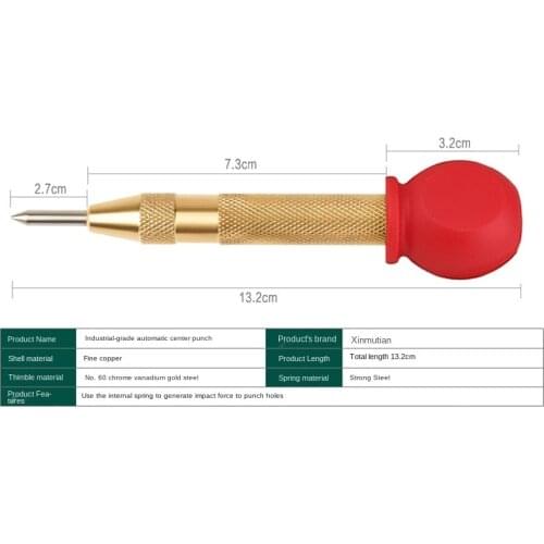 Automatic Center Pin Punch Spring Loaded Marking Starting Holes Tool Wood Press Dent Marker Woodwork Tool Drill Bit