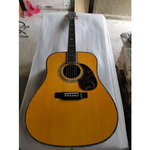 Free shipping AAAA all solid wood Custom vintage guitar dreadnought acoustic professional handmade acoustic electric guitar