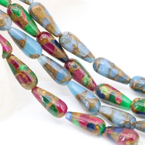 Waterdrop Stone Bead Golden Sand Stone Loose Spacer Beads For Jewelry Making Teardrop 8x20mm Diy Bracelet Necklace 15inch B3309