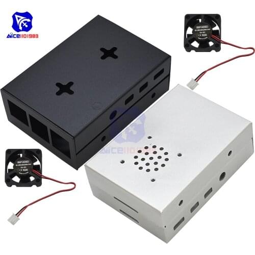 Diymore Raspberry Pi 4 Model B Case CNC Aluminum Case Ultra-thin Metal Shell with Fan for Raspberry Pi 4 Model B