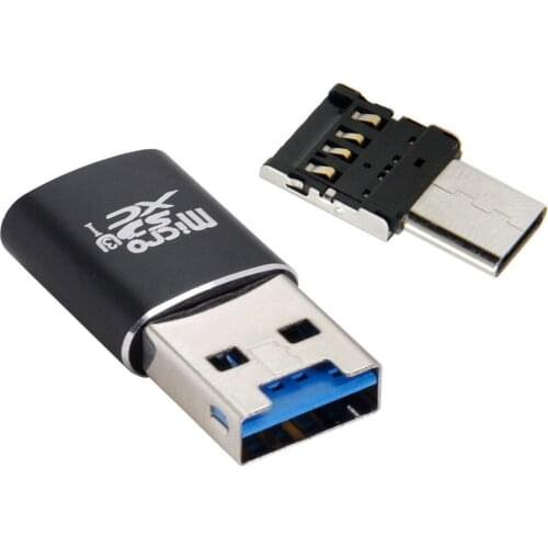 Chenyang Micro SD SDXC TF Card USB 3.0 Card Reader with Micro Type-C USB-C OTG Adapter for Tablet Phone