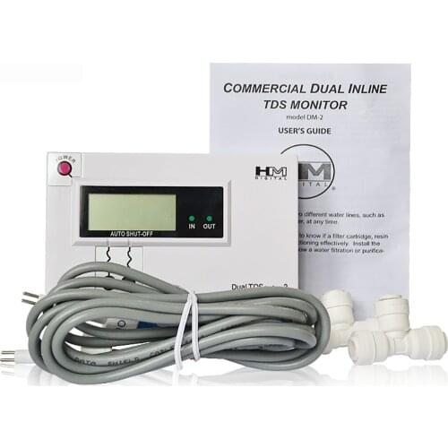 DM-2 Commercial Dual In-Line TDS Monitor Digital Water Quality Tester TDS Meter IN/OUT Water Quality Monitor 0-9990PPM