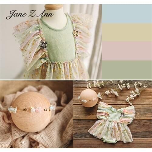 Gradient macaron color fantasy star net yarn princess dress 100 days 1 year baby girl newborn photography props