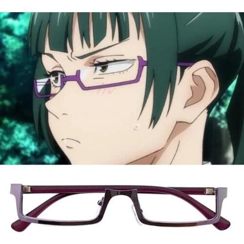 Jujutsu Kaisen Maki Zenin Cosplay Glasses Purple Half Frame Eyeglasses Without Lens Anime Cosplay Props Accessories