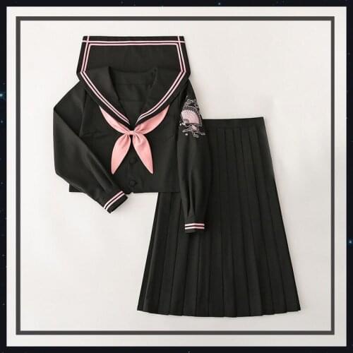 New Japanese Korean Version Jk Suit Woman School Uniform High School Sailor Navy Cosplay Costumes Student Girls Pleated Skirt XL