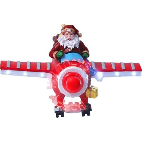 Creative Santa Claus Ornament Resin Painted Crafts Glowing Xmas Decoration for Home Bedroom Office Christmas Decorations LBS