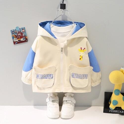 Childrens Autumn New Cartoon Animal Color Matching Jacket Casual Fashion Boys And Girls 6 Months-4 Years Old